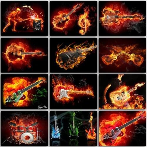 ZOOYA 5D DIY Diamond Painting Guitar Kit Landscape Music Home Decor Full Square&Round Diamond Embroidery Mosaic Cross Stitch