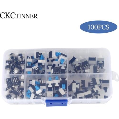 100PCS/LOT 5.8*5.8 7*7 8*8 8.5*8.5mm Self Locking Push Tactile Power Micro Switch Kit 6 Pin Button Switches Multimeter Switch