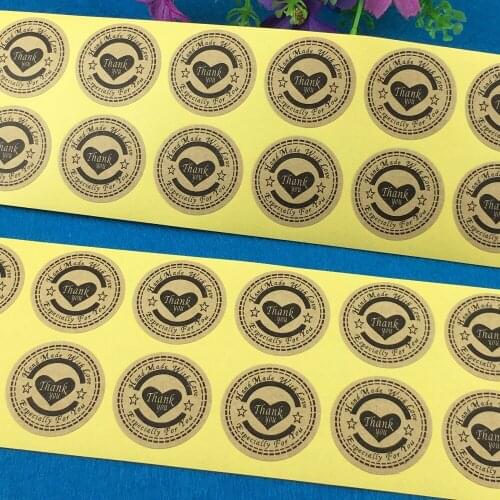 1200PCS/Lot 3cm circular Thank You love self-adhesive stickers kraft label sticker DIY Hand Made Gift /Cake paper stickers