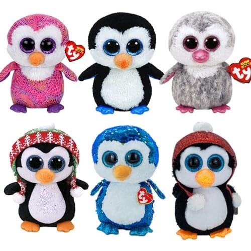15cm Beanie Boos Big Eyes Penguin with a hat Soft Plush Stuffed Cute Toys Doll Collection Girl Ragdoll Christmas Gift