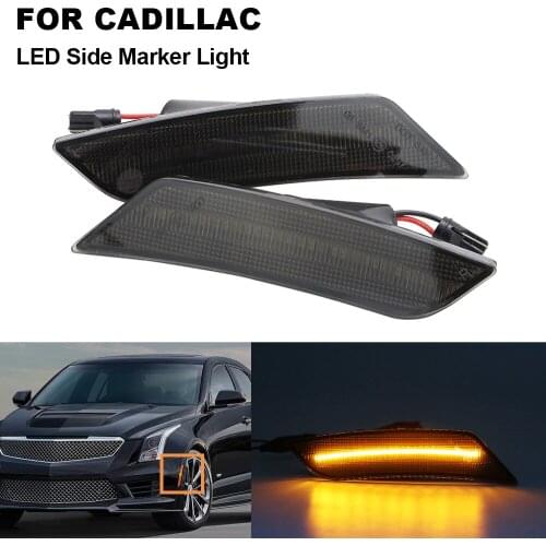 2Pcs Smoke Lens LED Front Side Marker Light Amber Turn Signal Lamp For Cadillac Caddy ATS 2013-2014 XT5 2017 2018 2019 2020