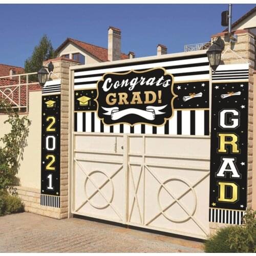 2021 Graduation Couplet Banners Party Hanging Flags Porch Sign Outdoor Indoor Home Front Door Wall Graduation Party Decoration