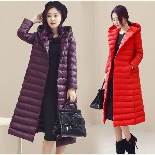 2021 Winter Plus Size 3XL Womens Long Down Jacket Winter White Duck Down Hooded Cotton Coat Double-breasted Parkas Down Jacket