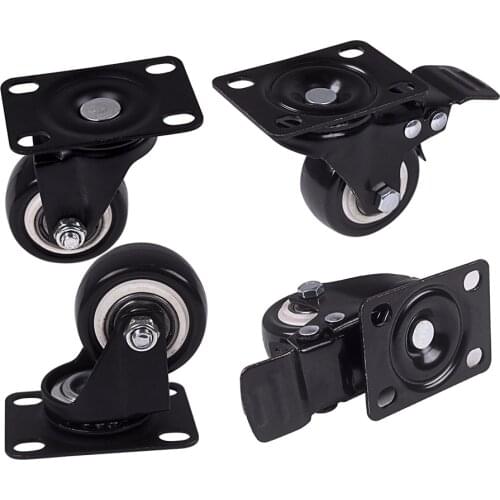 4Pcs 1.6in Heavy Duty Swivel Caster Wheels with Safety Dual Locking and Polyurethane Foam No Noise Wheels, Load Bearing 440 Lbs