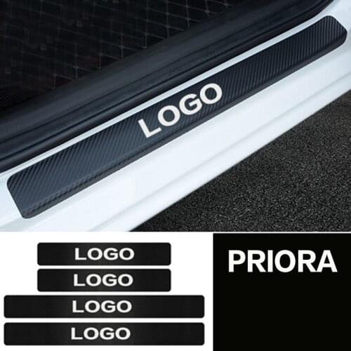 4pcs For LADA PRIORA Car Door Sill Plate Guard Stickers Threshold Protector Carbon Fiber Decals Styling Accessories