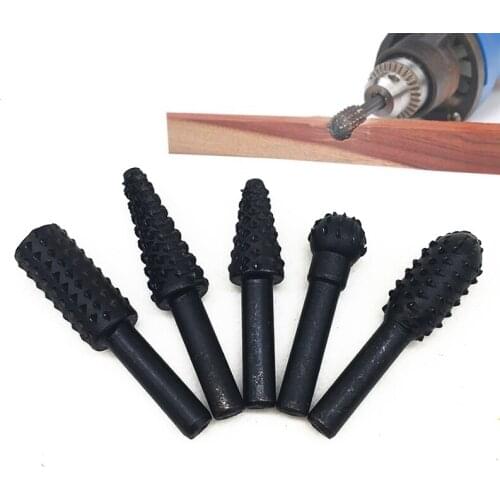 YEODA 5Pc HSS Chisel In The Form Of Power Tools Wood Chisel Relief Grinding Head Rotary Power Tool Pattern Engraving Cutter