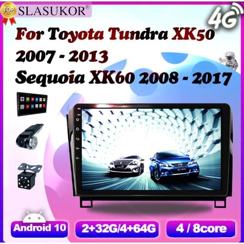 6G+128G Android 10 For Toyota Tundra XK50 2007 - 2013 Sequoia XK60 2008 - 2017 Video Navigation GPS Carplay Autoradio No 2 Din