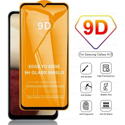 9d full glue tempered glass screen protector for samsung galaxy a12 a 12 sm-a125f/dns 6.5'' armor safety protection film cover
