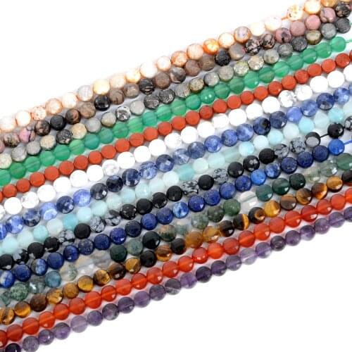 4x6mmNatural Stone Beads Colorful round cake agate stone Spacer beads For Jewelry Making DIY Charm Bracelet Necklace Handmade