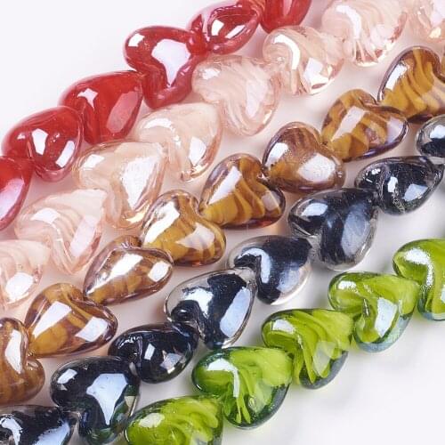 20pcs Mixed Color Handmade Lampwork Heart Beads for Jewelry Making DIY Bracelet Necklace Earrings Crafts Accessories Supplies