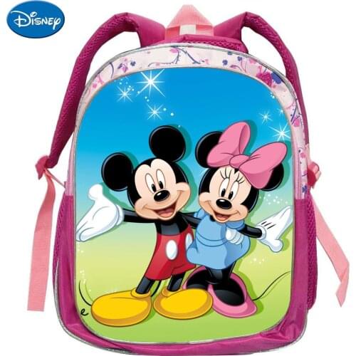 Disney Micky Mouse Print Backpacks For Girls 12-16inch Pink Lovely Students School Bags Primary Kids Mochilas