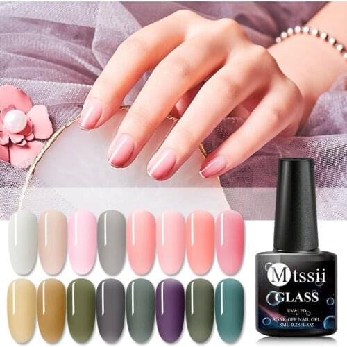 Mtssii Pink Jelly Nail Gel Polish 7ml Semi-transparent White Pink Varnish Soak Off Manicure Nail Art UV Gel Lacquer