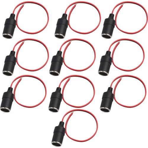 10 Pieces DC 12V 24V 10A Female Cigarette Lighter Adapter Socket with 10Feet Cable for Car Charger