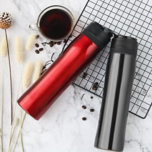 350ML Portable French Press Pot Stainless Steel Double Thermal Insulation Cold Storage Travel Outdoor Bottle Coffee Maker
