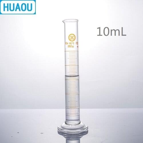 HUAOU 10mL Measuring Cylinder with Spout and Graduation with Glass Round Base Laboratory Chemistry Equipment