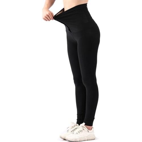 1 pair High Waisted Leggings Women Sweat Sauna Pants Thermal Body Shaper Waist Trainer Front Buckle Design Slimming Product TK