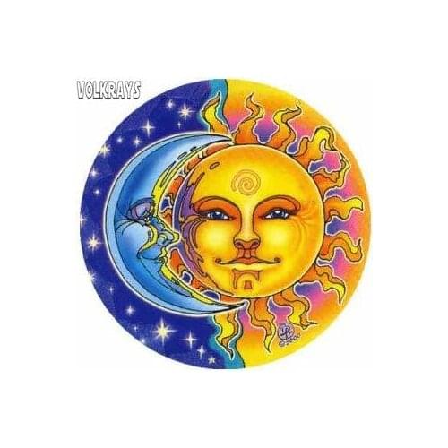 Volkrays Fashion Car Sticker Mandala Arts "Reflections" Sun & Moon Accessories Reflective Waterproof Vinyl Decal,10cm*10cm