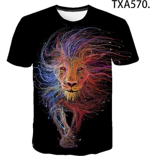 Fashion Lion 3D Print T shirt Cool Animal Pattern Summer Short Sleeve Tops Men Women Children Tshirt Boy Girl Kids Casual Tee