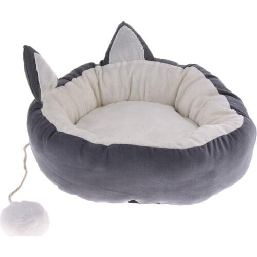 Washable Round Pet House Cave Bed for Small Medium Dog Cat with Removable Cushion, Made of Plush - 2 Colors to Choose