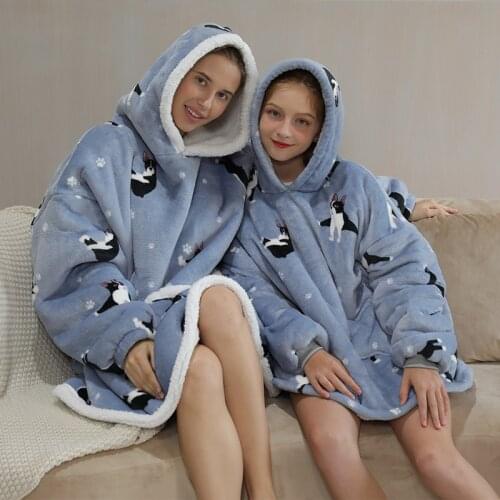 NEW Oversized Hoodie Blanket Winter Hoodies Fleece Giant TV Blanket With Sleeves Pullover Oversize Family Hoody Sweatshirts
