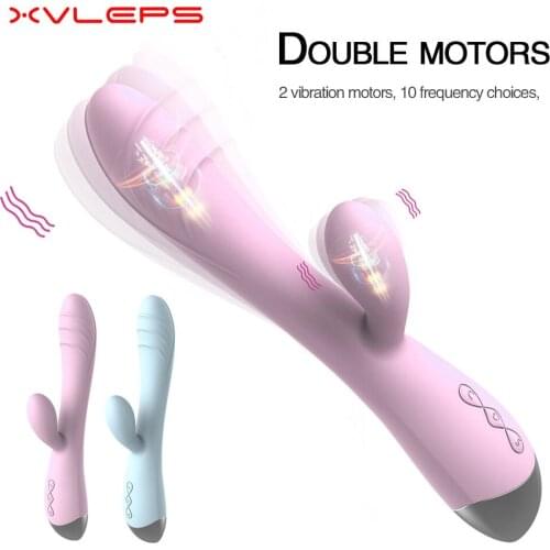 New 2021 Double Motor G Spot Rabbit Vibrator Waterproof Clitoris Stimulator Vagina Massager Sex Toys for Women
