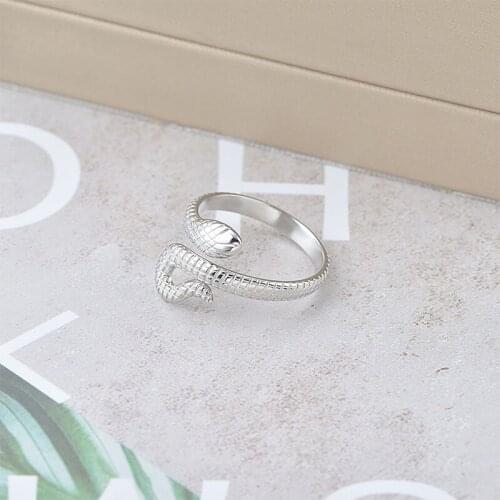 Personality Index Finger Rings Stainless Steel Retro Silver Color Snake Rings for Women Punk Hip-hop Adjustable Open Mens Ring