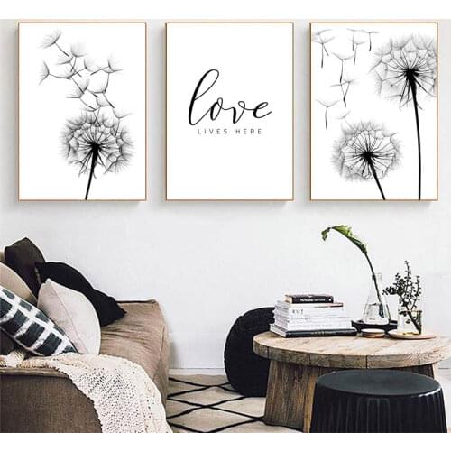 Dandelion Posters and Prints Minimalist Poster Scandinavian Canvas Painting Love Pictures Wall Posters for Living Room Unframed