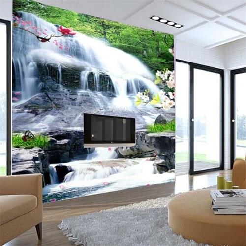 Custom mural 3D study room living room bedroom background wallpaper landscape painting waterfall wallpaper mural