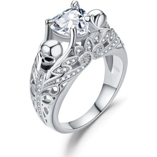 Luxury Ring Sets Zircon jewelry Pave Women Skull Ring charms Engagement Ring