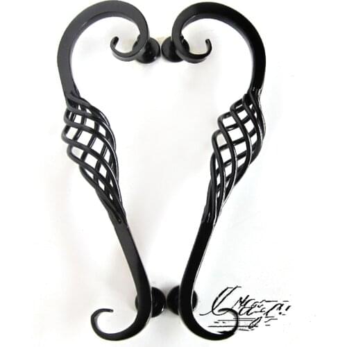 Bigger size 192mm vintage style bridcage black wooden door handle black birdcage wardrobe cabinet dresser door handle pull 7.6"