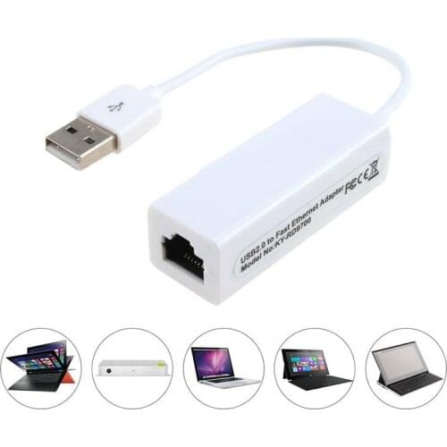 USB 2.0 to RJ45 Ethernet Lan Network Adapter 10/100Mbps Fast Network Adapters for Win 7/8/10 QJY99