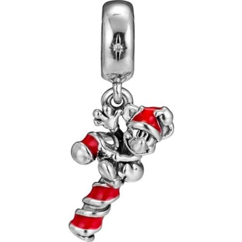 Charms For Jewelry Making Santa Mouses Candy Cane Charm Fashion Beads For Woman DIY Fits Sterling Silver Jewelry Bracelet