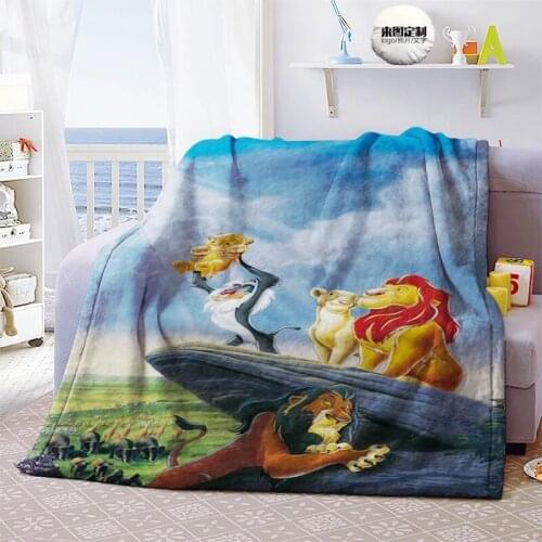 Disney Animated Lion King Simba 3D Blanket Wool Cartoon Art Print Children Warm Bed Throw Blanket Cute Animal Blanket Boy Gift