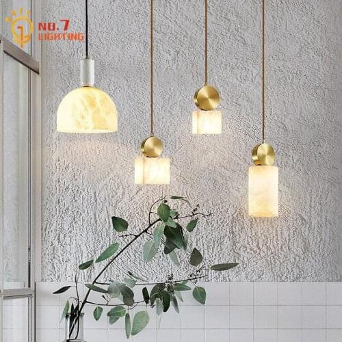 Modern Luxury Simple Hanging Lamp Led G9 Copper Glass Mable Lights Art Decor Home Bedside Restaurant Bar Bedroom Lamps Kitchen