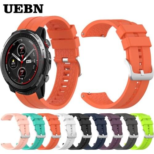 UEBN Sports Silicone Wrist Strap for For xiaomi Huami Amazfit Stratos 3 Band for GTR 47mm Smart Watch Bracelet watchband