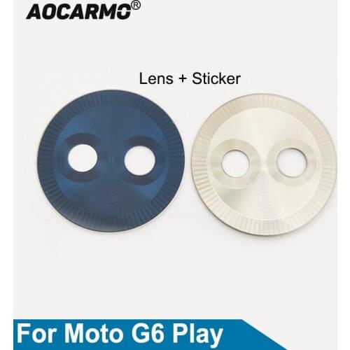 Aocarmo For Motorola Moto G6 Play Rear Back Camera Lens Glass With Adhesive Sticker Replacement Part