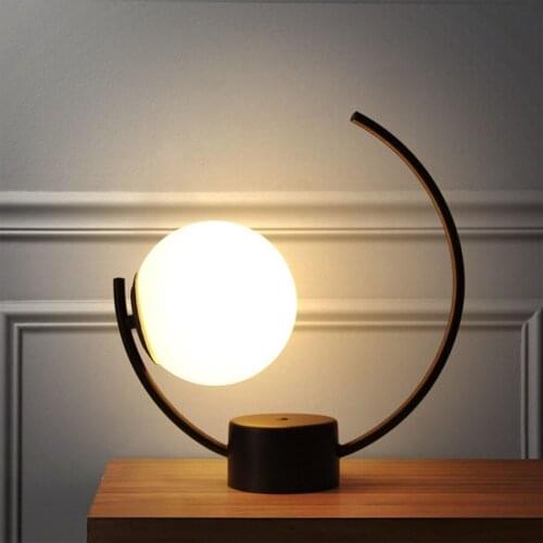 Glass Ball Table Light LED Nordic Design Bedside Desk Lamp E27 Iron Art Night Light Bedroom Reading Study Eye Protect Table Lamp