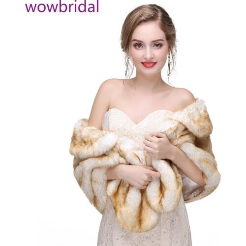 WOWBRIDAL Warm Faux Fur Winter Bridal Cape Wedding Cloaks Party Wraps Jacket Wrap Boleros De Encaje Boleros De Mujer