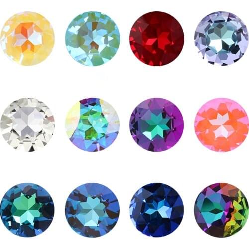 XiChuan New Fancy 9Pcs 27mm Pointback 1201 Gem Flower Sew On Rhinestone Round Glass Crystal Bead For DIY Clothing Jewelry Making