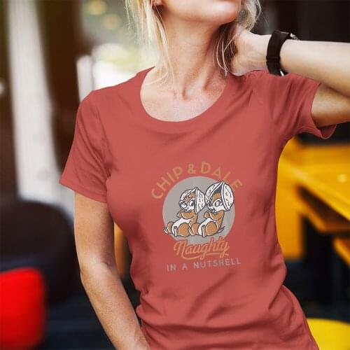 IN A NUTSHELL Letters Print Disney Chip 'n' Dale Pattern Women T-Shirts Fashion Summer New Products Four Seasons T Shirts Female