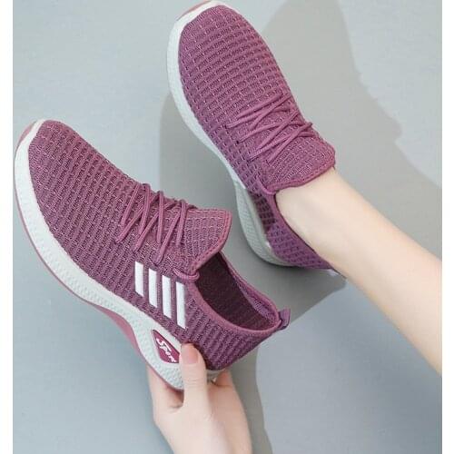 Women Shoes 2021 Breathable Running Shoes Women Fly Weave Lace Up Flats Shoes Women Comfort Casual Shoes Zapatos De Mujer