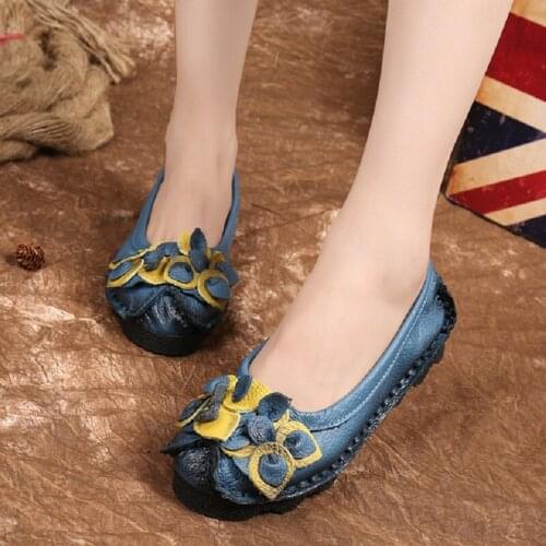 Spring Autumn Retro Fashion Genuine Leather Bowknot Shallow Sewing Women Shoes Real Leather Slip-On Lady Leather Shoes 20190604