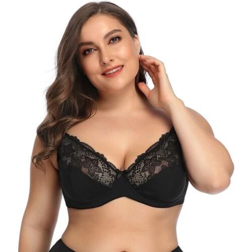 Plus Size 90E-115E Full Cup Bra Sexy Push Up Brassiere Fashion Soft Lace Bra Large Thin Female Lingerie Sexy Bras For Women