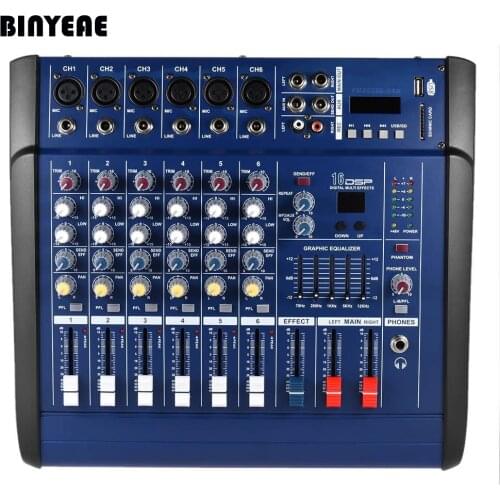 MLLSE 6 Ch Powered Sound Mixer with Effects,48V Phantom Power for Condenser Microphone Working PMX602