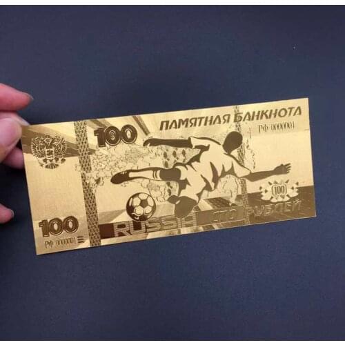 2018 World Cup Russia 100 Ruble Gold Foil Banknote Paper Money Collection