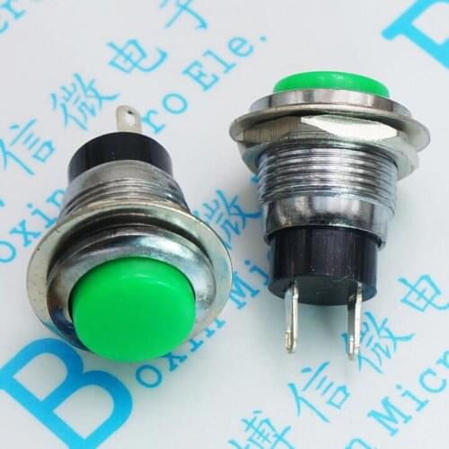 5pcs/DS-318 No lock Self reset Normally open Button switch Open hole:12mm Red/Green