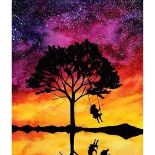 5D DIY Diamond Painting Yellow Fantasy Tree Picture Cross Stitch Embroidery Square Round Diamond Mosaic Decoration Handma WG2741