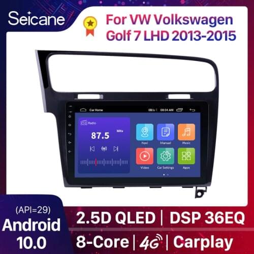 Seicane DSP Android 10.0 API 29 Touchscreen Bluetooth 2 DIN Car Radio GPS Navigation for 2013 2014 2015 VW Golf 7 with WIFI FM
