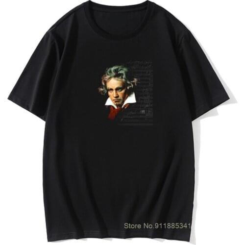 Beethoven Symphony Music Man T Shirt Round Neck Cotton Fabric Adult Club Tops Tees Simple Style Tee-Shirts Funny T-Shirts