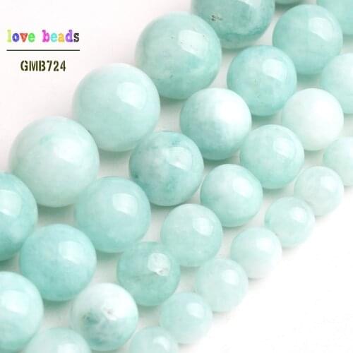 Blue Angelite Stone Beads Amazonite Round Beads for Jewelry Making DIY Bracelet Necklace 15'' strand 6/8/10/12mm
